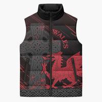Wales Sleeveless Puffer Jacket Celtic Cross Welsh Red Dragon - Wonder Print Shop