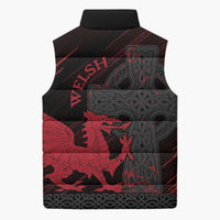 Wales Sleeveless Puffer Jacket Celtic Cross Welsh Red Dragon - Wonder Print Shop