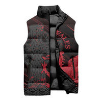 Wales Sleeveless Puffer Jacket Celtic Cross Welsh Red Dragon - Wonder Print Shop