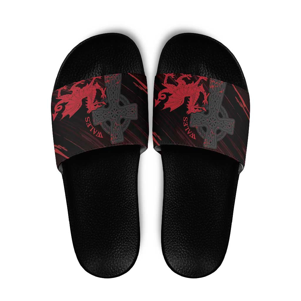 Wales Slide Sandals Celtic Cross Welsh Red Dragon - Wonder Print Shop