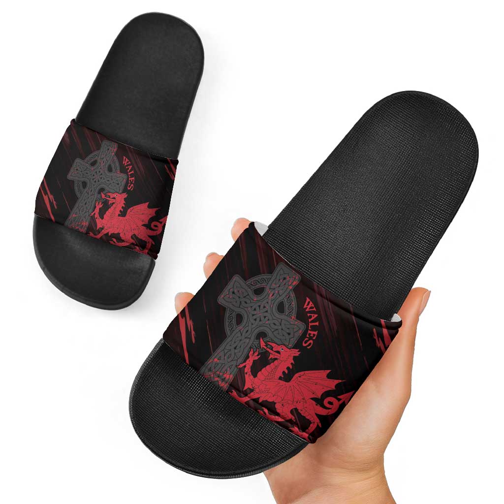 Wales Slide Sandals Celtic Cross Welsh Red Dragon - Wonder Print Shop