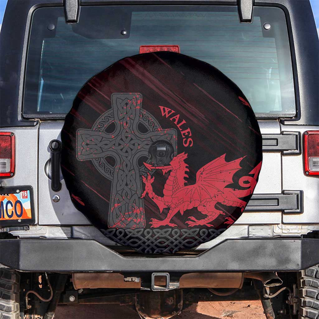 Wales Spare Tire Cover Celtic Cross Welsh Red Dragon - Wonder Print Shop
