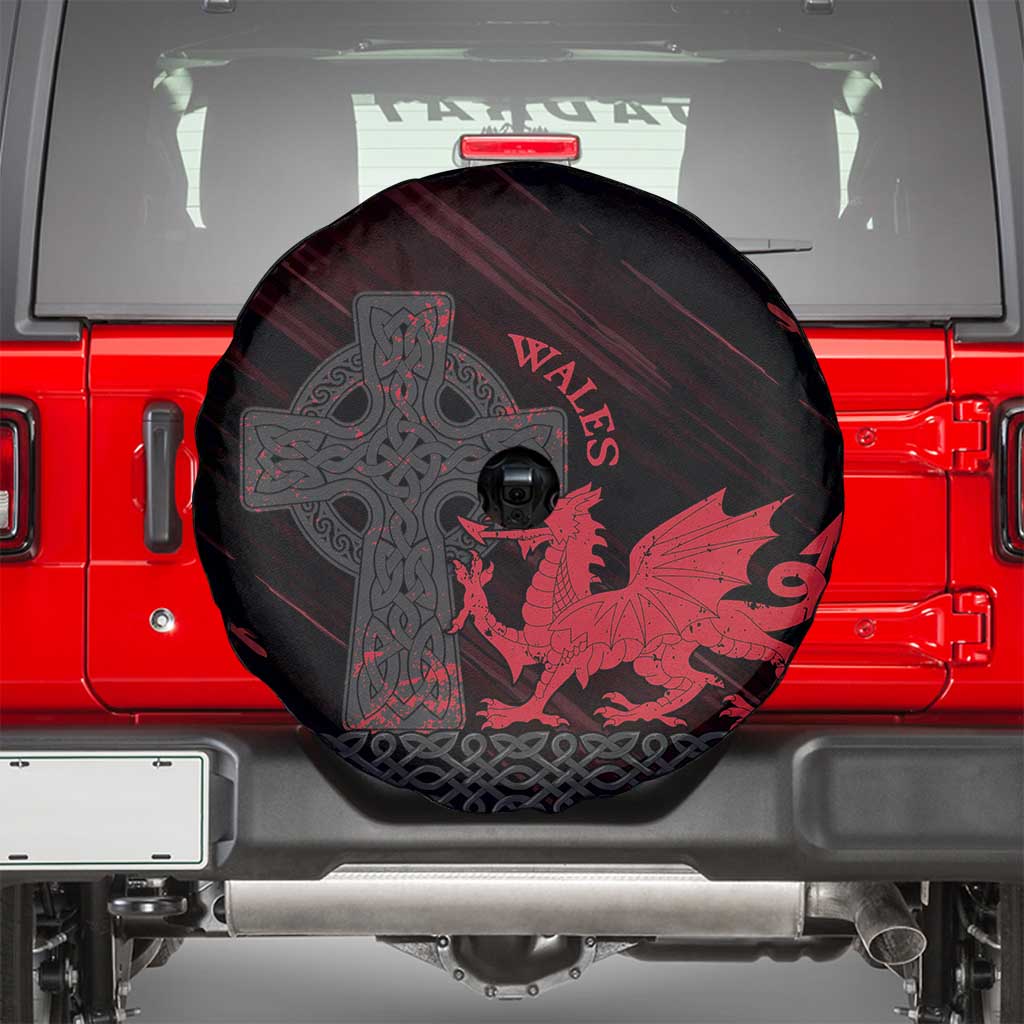 Wales Spare Tire Cover Celtic Cross Welsh Red Dragon - Wonder Print Shop