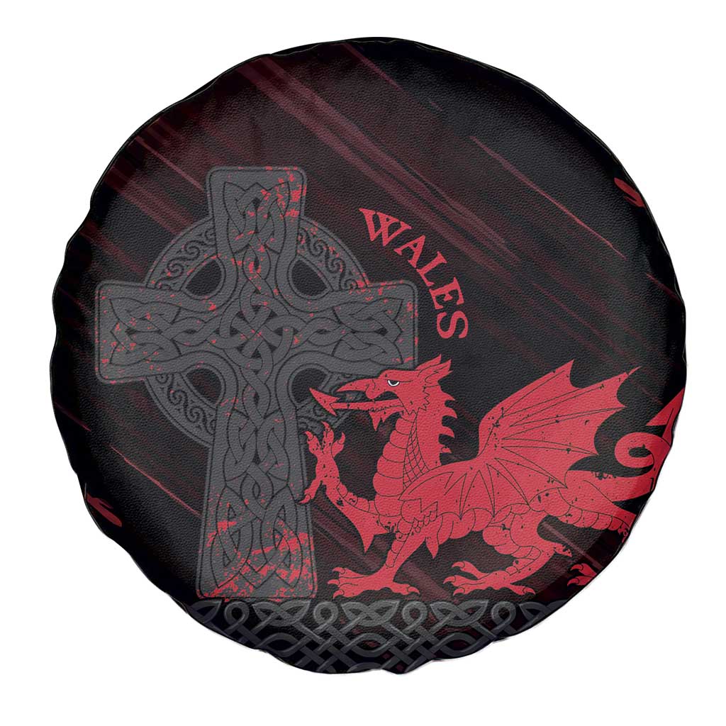 Wales Spare Tire Cover Celtic Cross Welsh Red Dragon - Wonder Print Shop