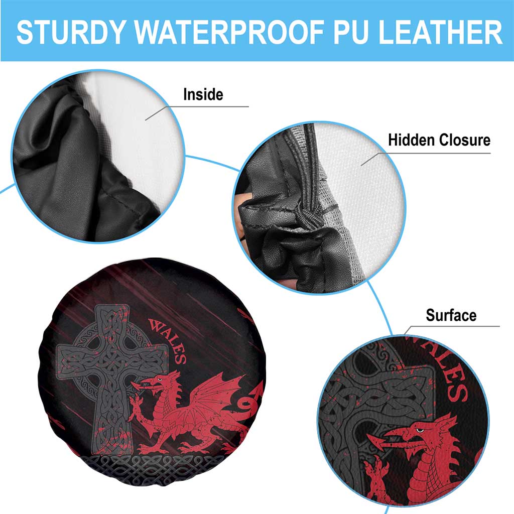 Wales Spare Tire Cover Celtic Cross Welsh Red Dragon - Wonder Print Shop