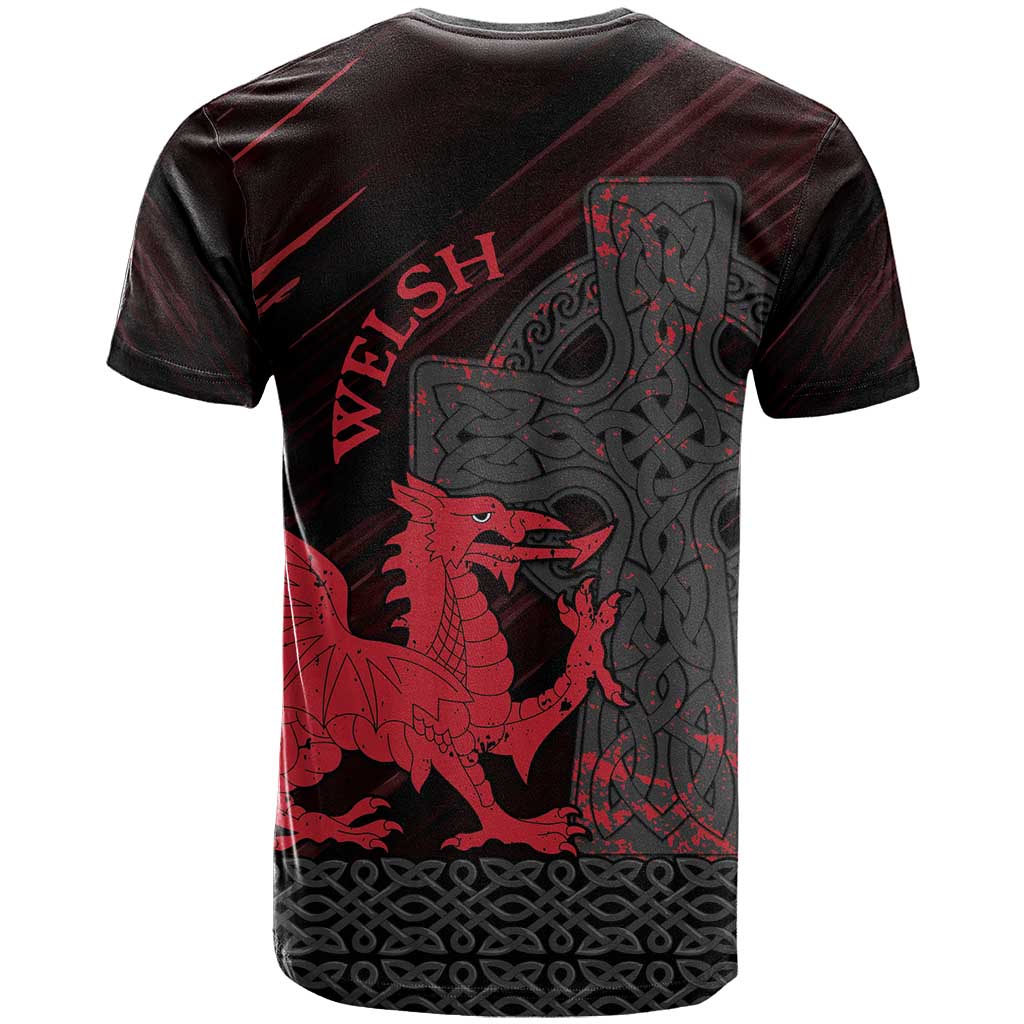 Wales T Shirt Celtic Cross Welsh Red Dragon - Wonder Print Shop