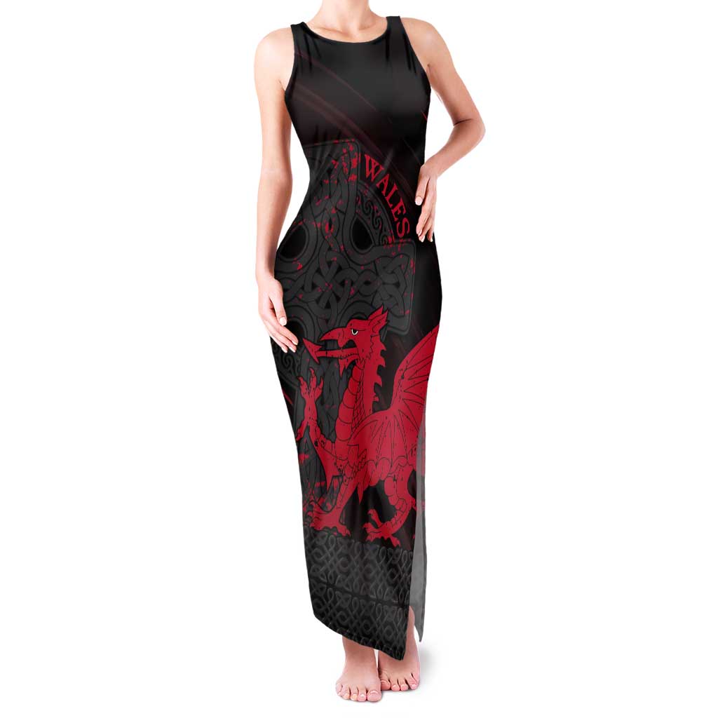 Wales Tank Maxi Dress Celtic Cross Welsh Red Dragon - Wonder Print Shop