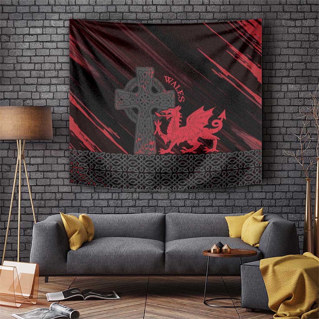 Wales Tapestry Celtic Cross Welsh Red Dragon - Wonder Print Shop