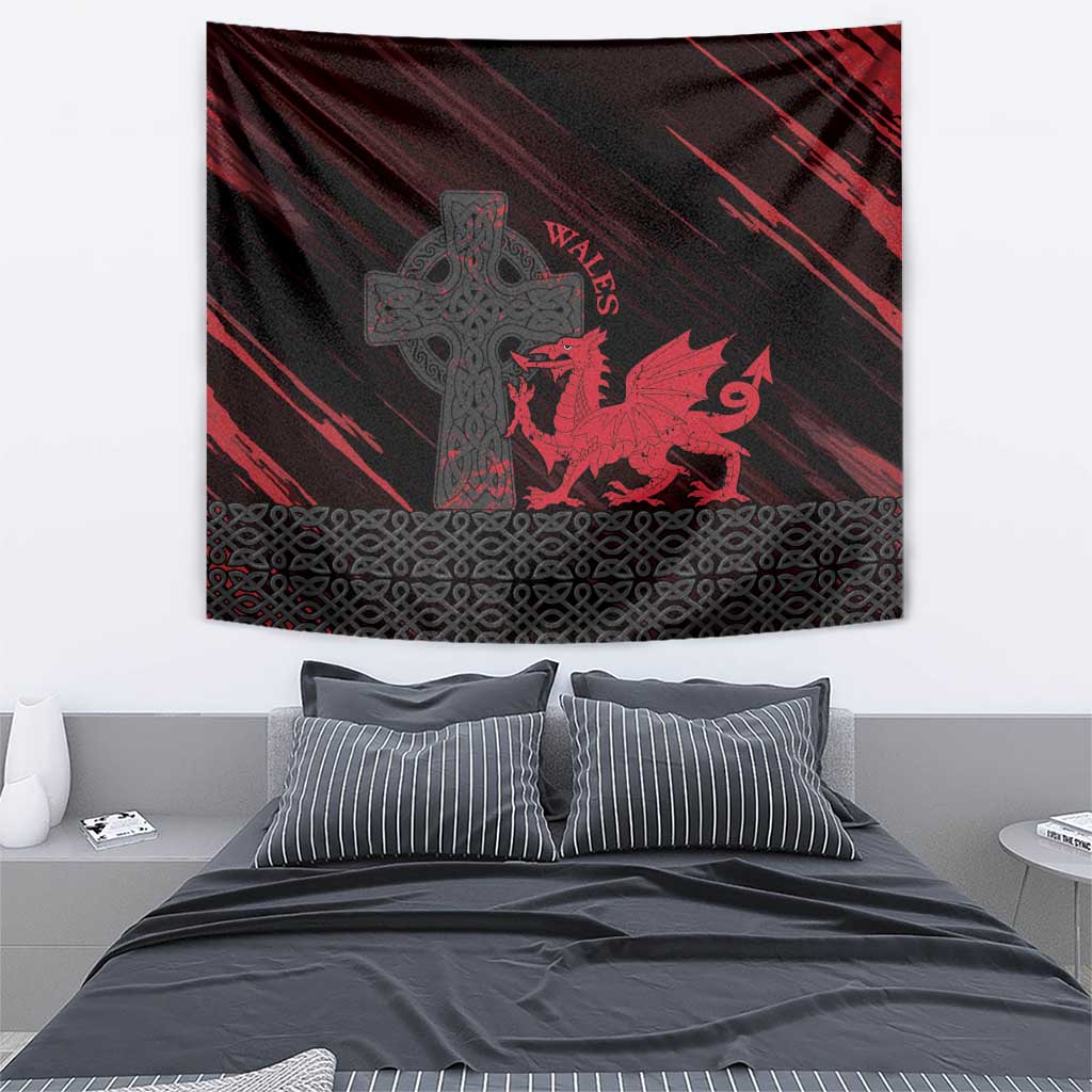 Wales Tapestry Celtic Cross Welsh Red Dragon - Wonder Print Shop