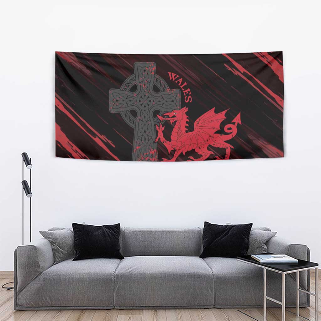 Wales Tapestry Celtic Cross Welsh Red Dragon - Wonder Print Shop
