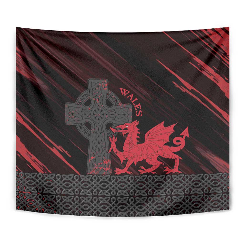 Wales Tapestry Celtic Cross Welsh Red Dragon - Wonder Print Shop