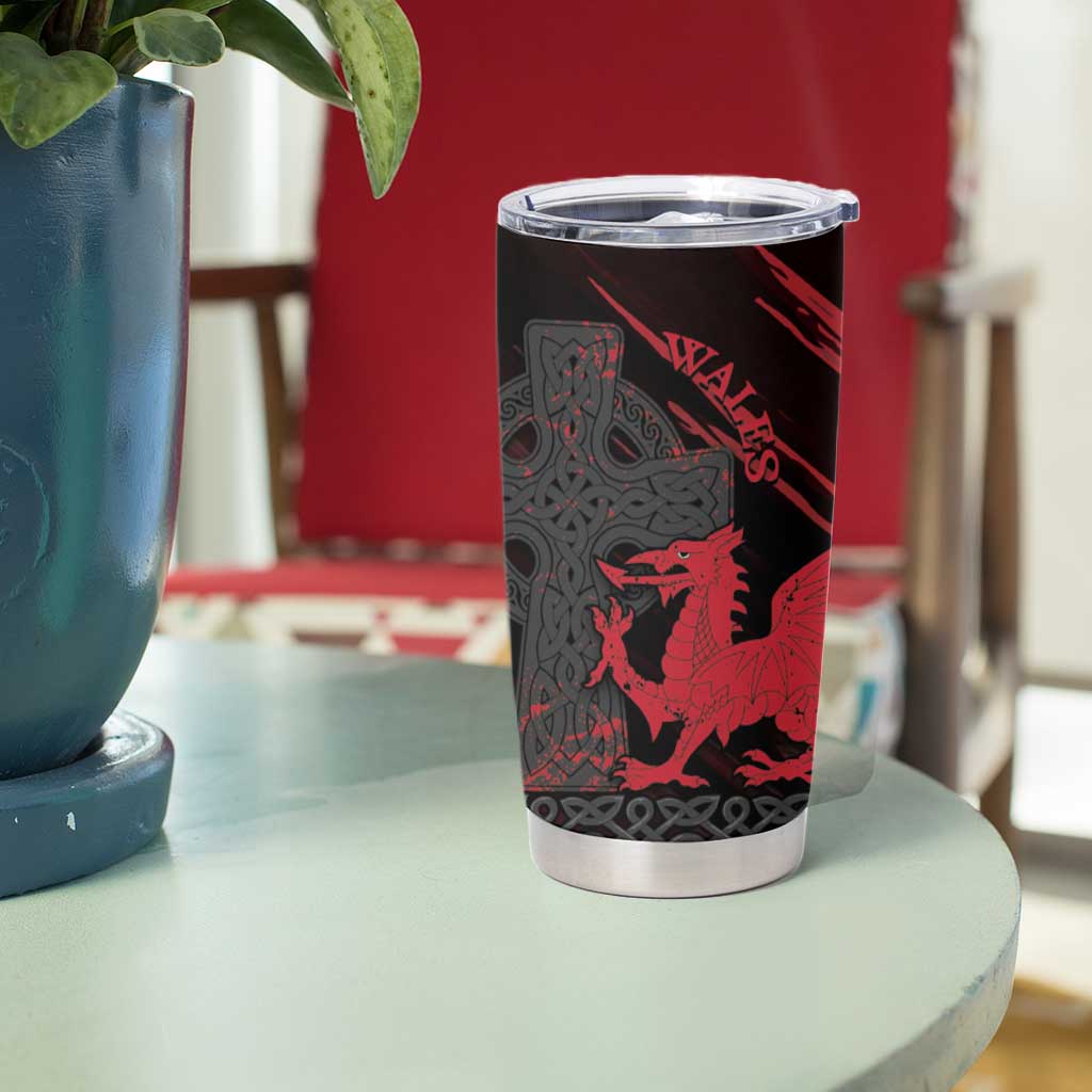 Wales Tumbler Cup Celtic Cross Welsh Red Dragon - Wonder Print Shop