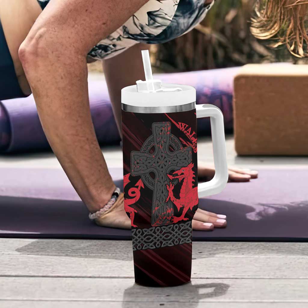 Wales Tumbler With Handle Celtic Cross Welsh Red Dragon - Wonder Print Shop