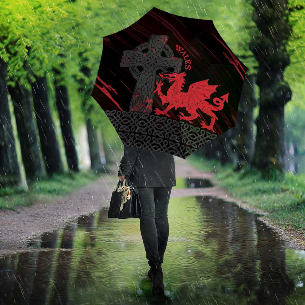 Wales Umbrella Celtic Cross Welsh Red Dragon - Wonder Print Shop