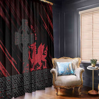 Wales Window Curtain Celtic Cross Welsh Red Dragon - Wonder Print Shop