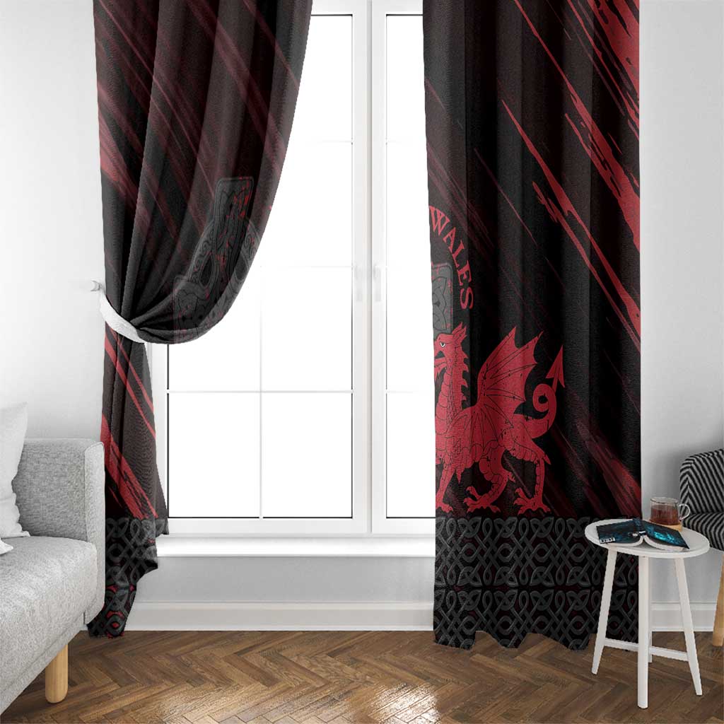 Wales Window Curtain Celtic Cross Welsh Red Dragon - Wonder Print Shop
