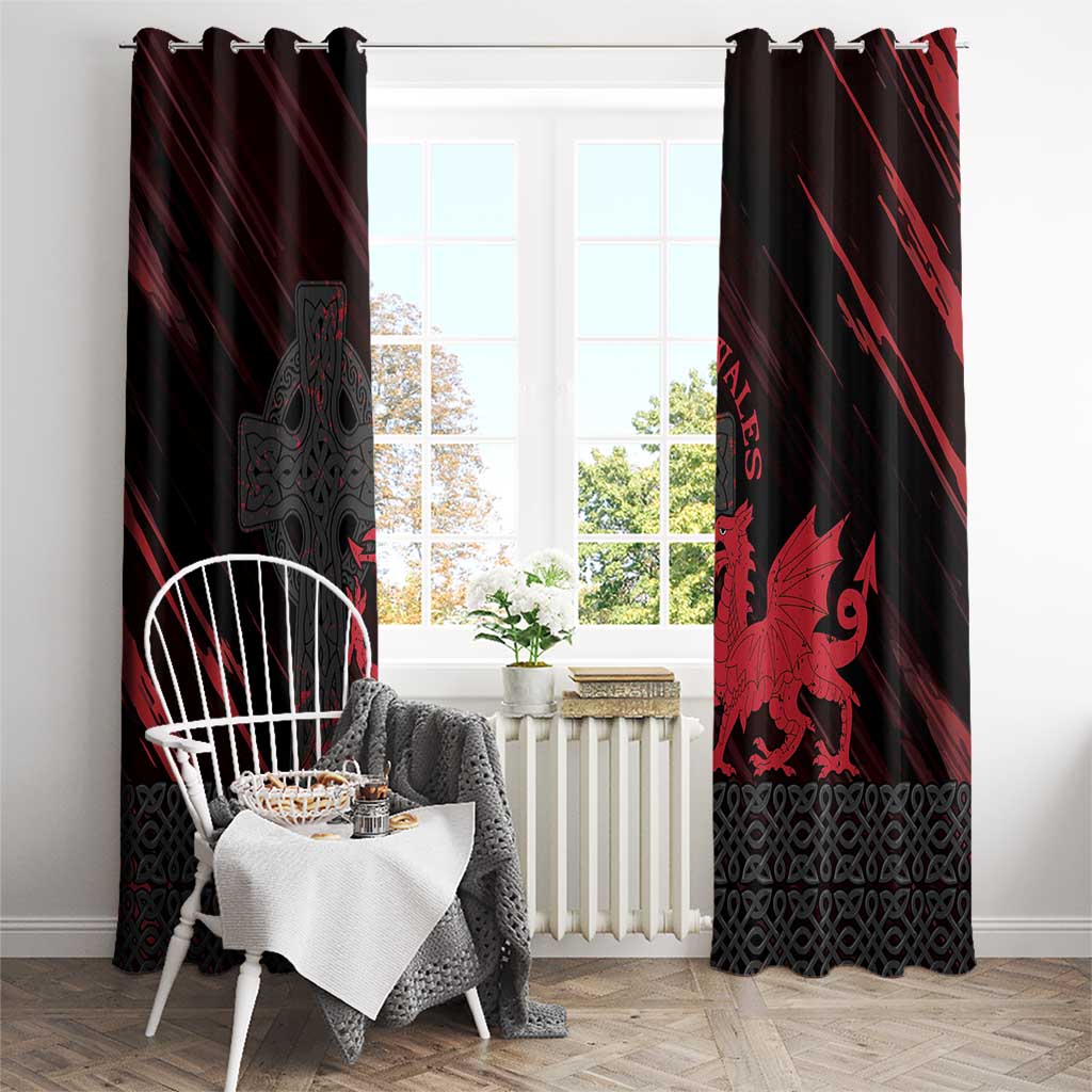 Wales Window Curtain Celtic Cross Welsh Red Dragon - Wonder Print Shop