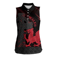 Wales Women Sleeveless Polo Shirt Celtic Cross Welsh Red Dragon - Wonder Print Shop