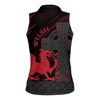 Wales Women Sleeveless Polo Shirt Celtic Cross Welsh Red Dragon - Wonder Print Shop