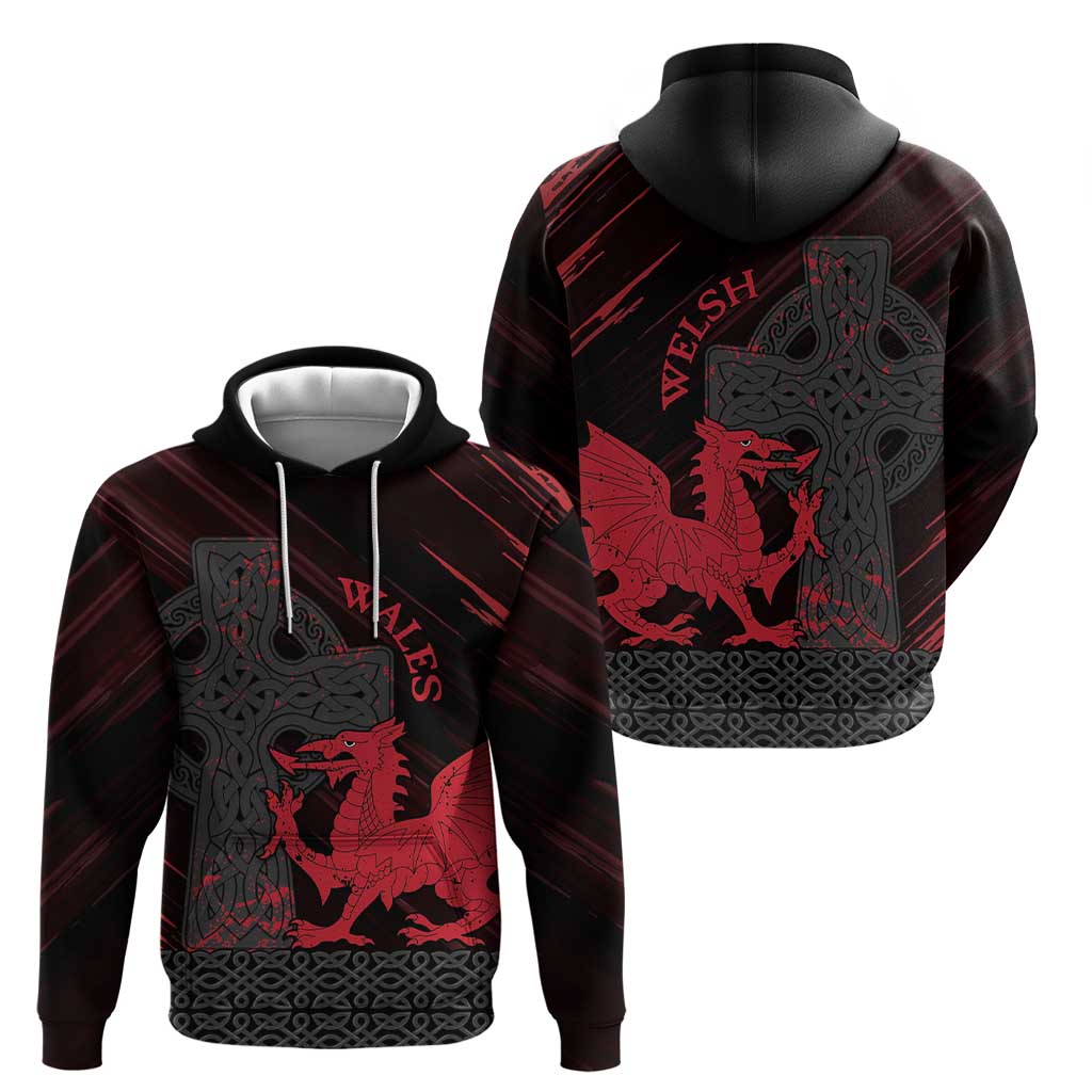 Wales Zip Hoodie Celtic Cross Welsh Red Dragon - Wonder Print Shop