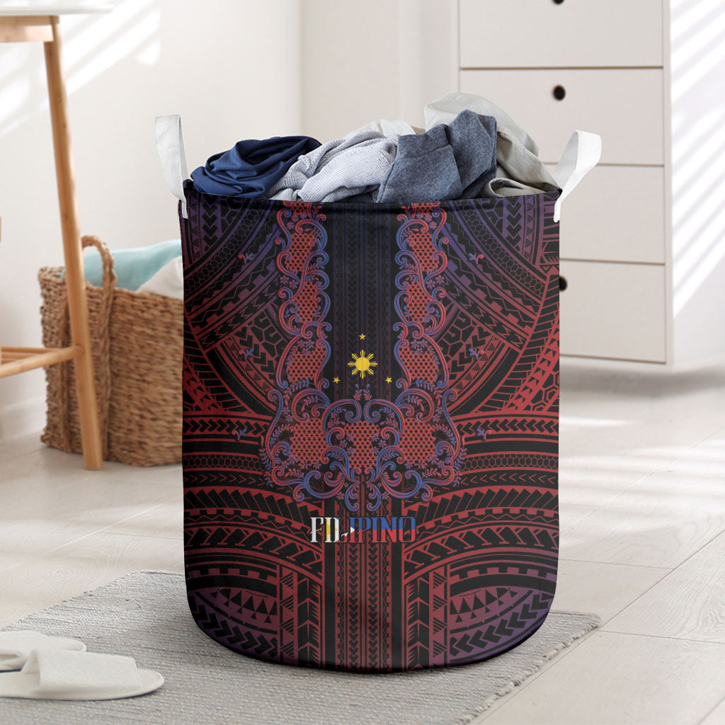 Filipino Barong Tagalog Inspired Laundry Basket Mabuhay Philippines Festival Polynesian Pattern