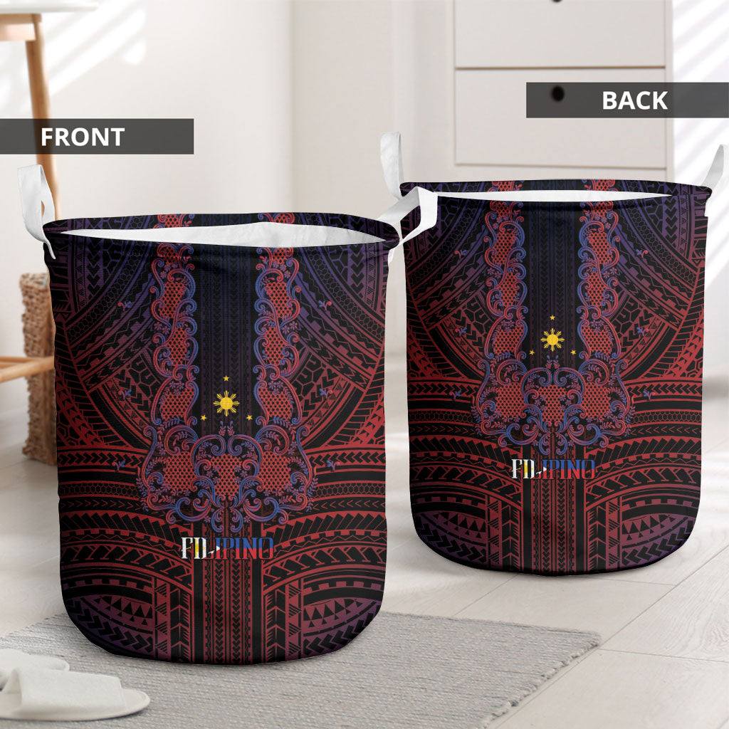 Filipino Barong Tagalog Inspired Laundry Basket Mabuhay Philippines Festival Polynesian Pattern