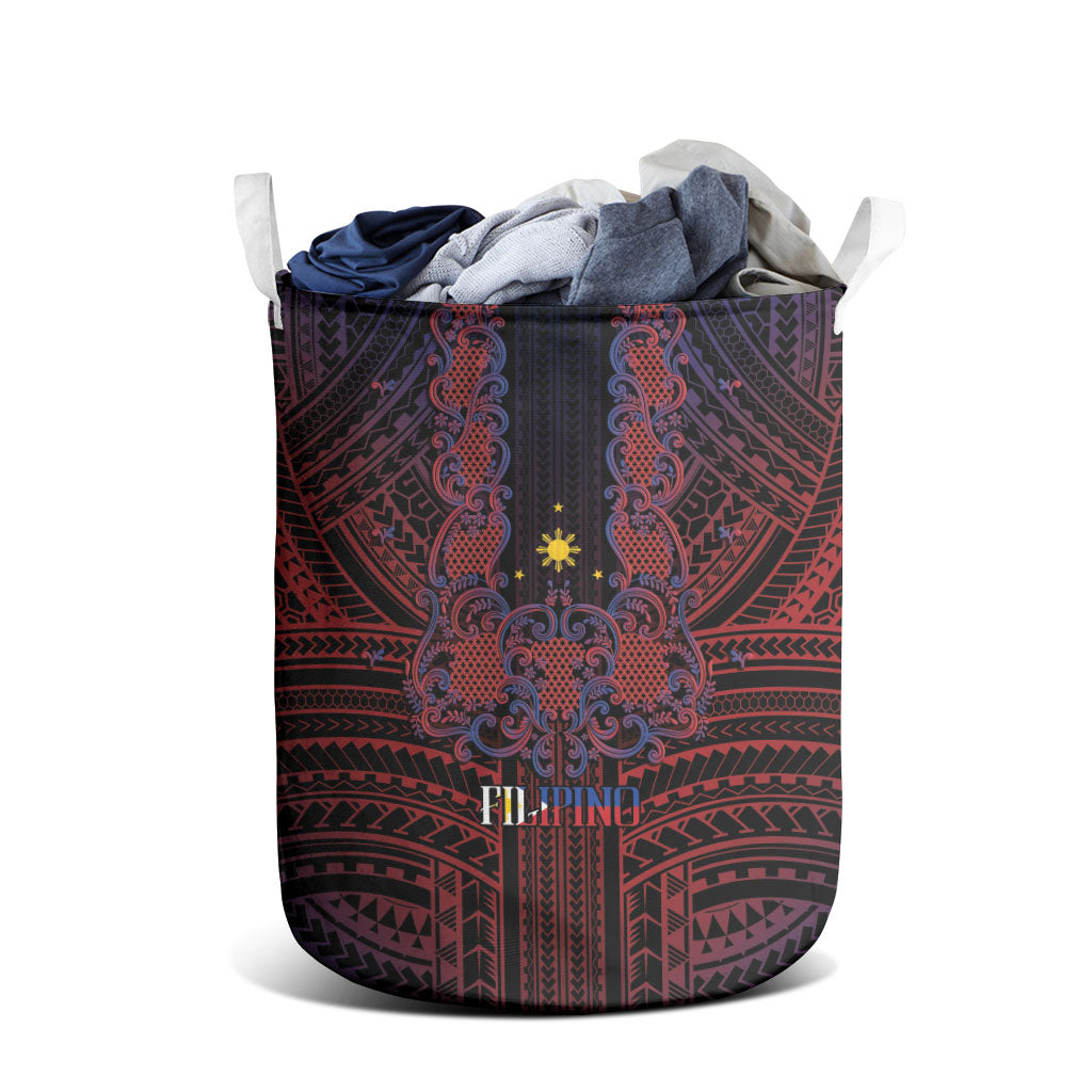 Filipino Barong Tagalog Inspired Laundry Basket Mabuhay Philippines Festival Polynesian Pattern