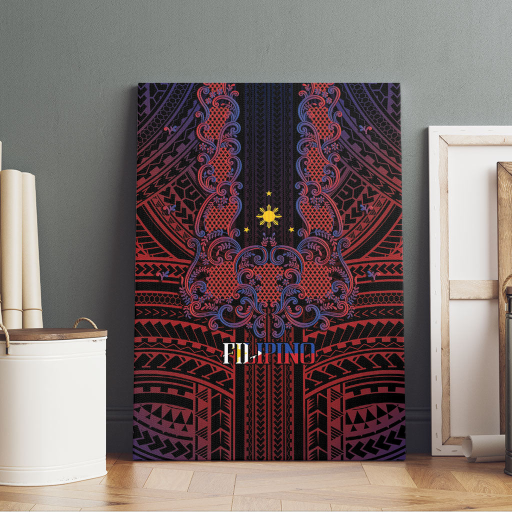 Filipino Barong Tagalog Inspired Canvas Wall Art Mabuhay Philippines Festival Polynesian Pattern
