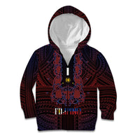Filipino Barong Tagalog Inspired Personalised Kid Hoodie Mabuhay Philippines Festival Polynesian Pattern