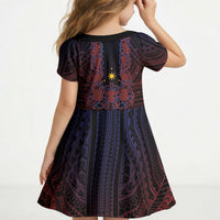 Filipino Barong Tagalog Inspired Personalised Kid Short Sleeve Dress Mabuhay Philippines Festival Polynesian Pattern