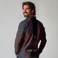 Filipino Barong Tagalog Inspired Personalised Long Sleeve Polo Shirt Mabuhay Philippines Festival Polynesian Pattern