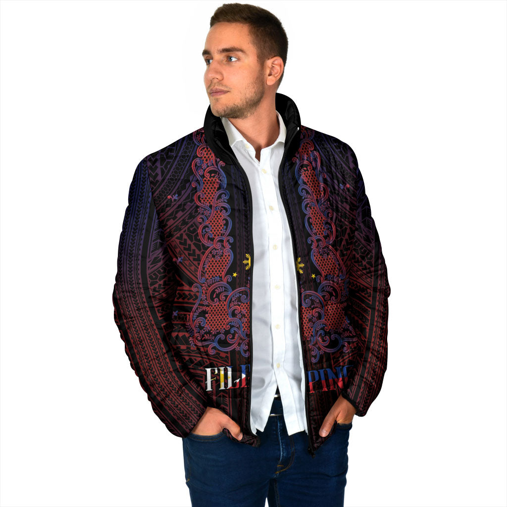 Filipino Barong Tagalog Inspired Personalised Padded Jacket Mabuhay Philippines Festival Polynesian Pattern