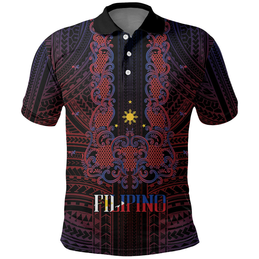 Filipino Barong Tagalog Inspired Personalised Polo Shirt Mabuhay Philippines Festival Polynesian Pattern