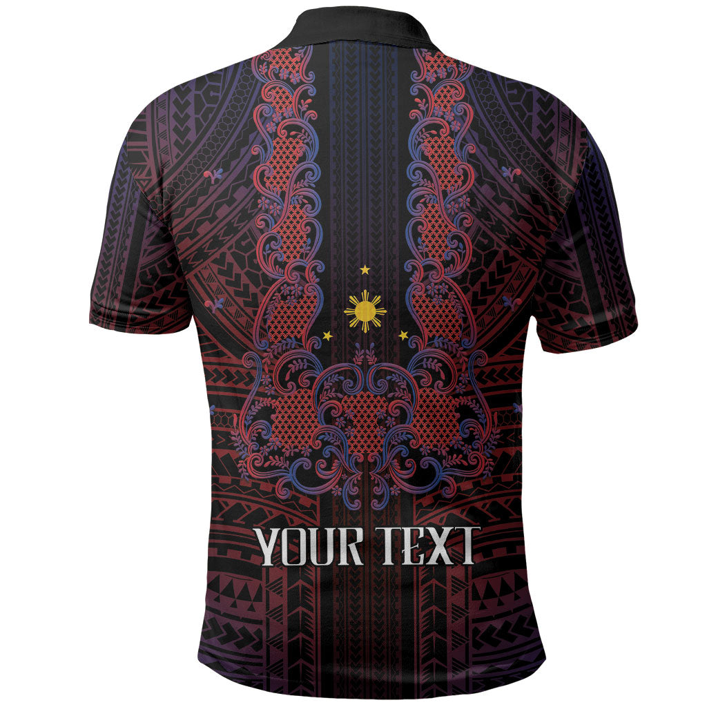 Filipino Barong Tagalog Inspired Personalised Polo Shirt Mabuhay Philippines Festival Polynesian Pattern