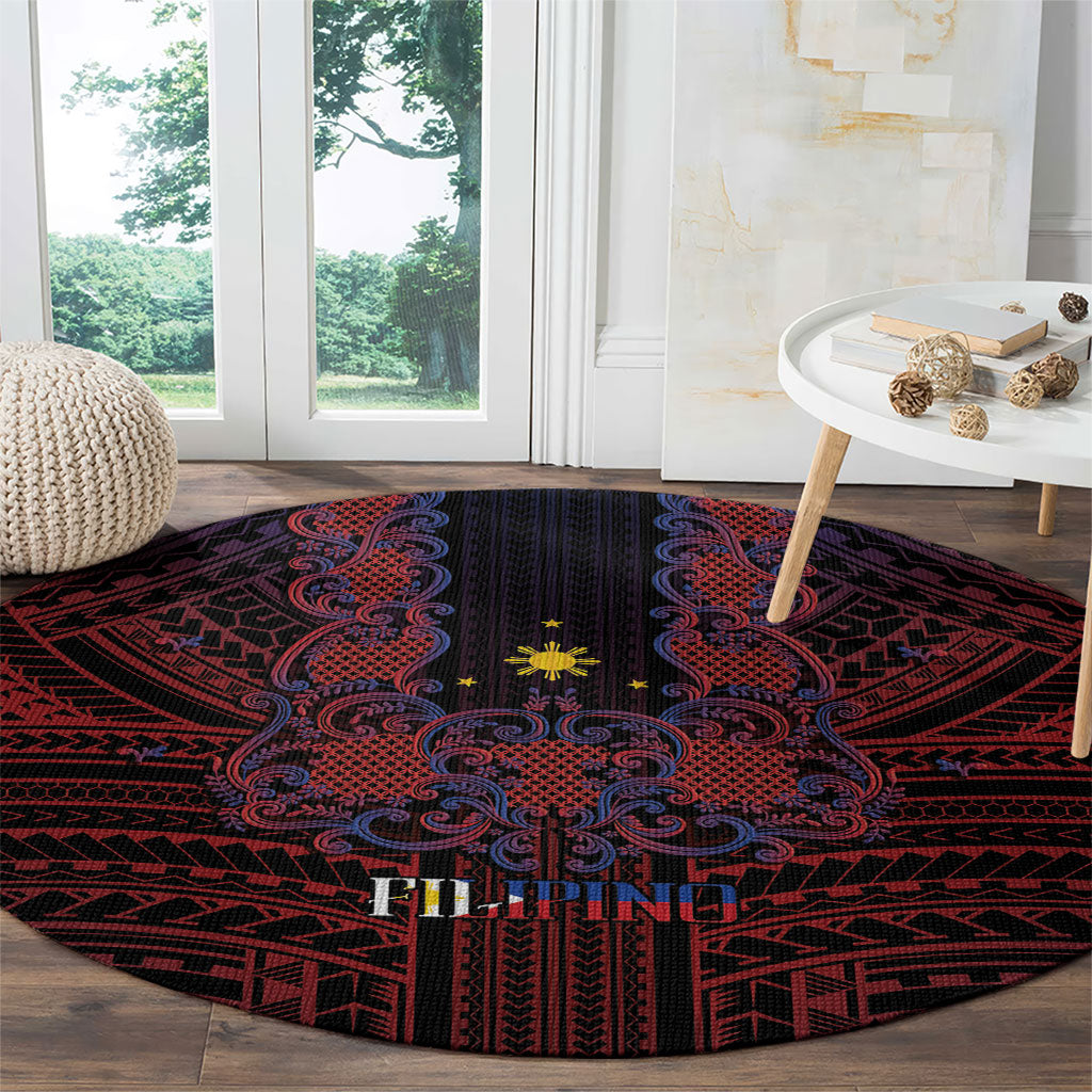 Filipino Barong Tagalog Inspired Round Carpet Mabuhay Philippines Festival Polynesian Pattern
