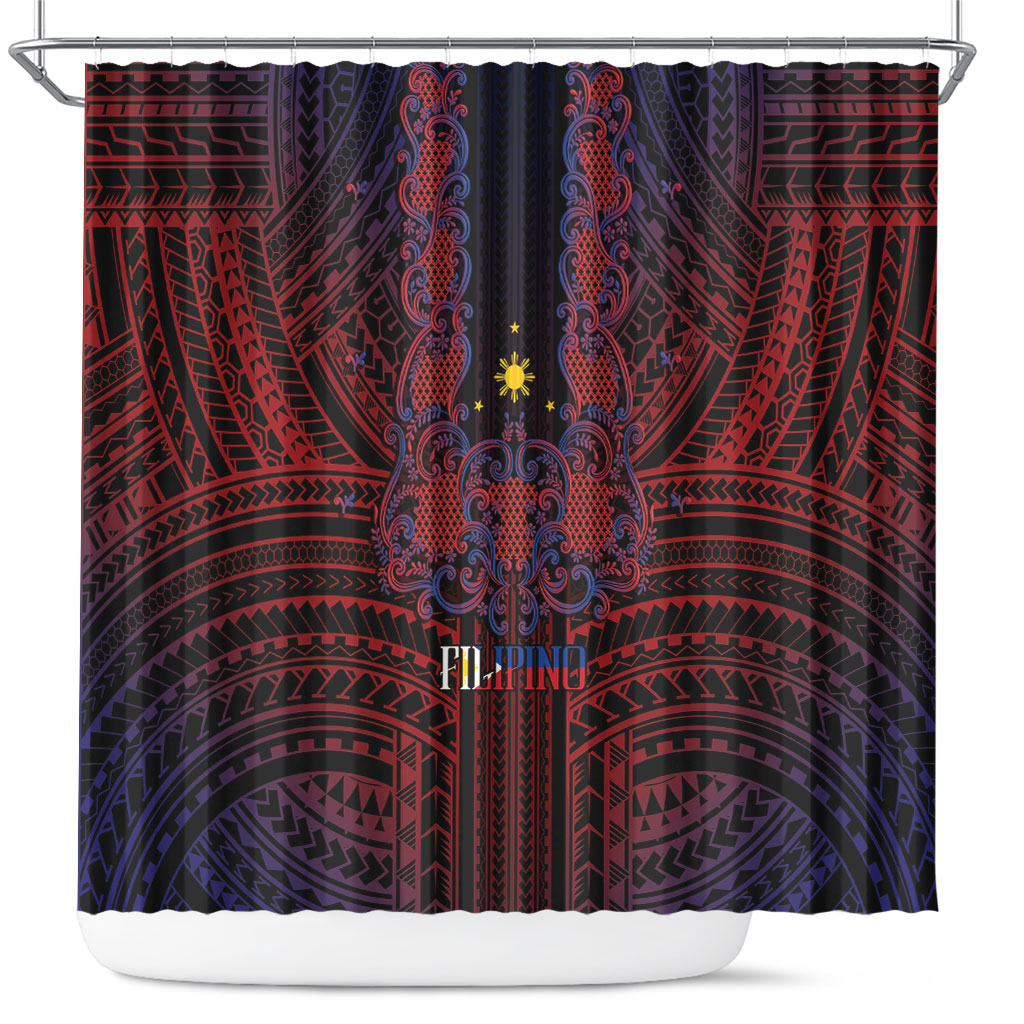 Filipino Barong Tagalog Inspired Shower Curtain Mabuhay Philippines Festival Polynesian Pattern
