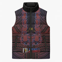 Filipino Barong Tagalog Inspired Personalised Sleeveless Puffer Jacket Mabuhay Philippines Festival Polynesian Pattern