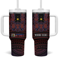 Filipino Barong Tagalog Inspired Personalised Tumbler With Handle Mabuhay Philippines Festival Polynesian Pattern