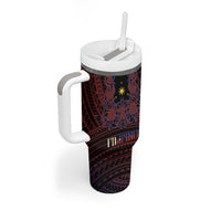 Filipino Barong Tagalog Inspired Personalised Tumbler With Handle Mabuhay Philippines Festival Polynesian Pattern