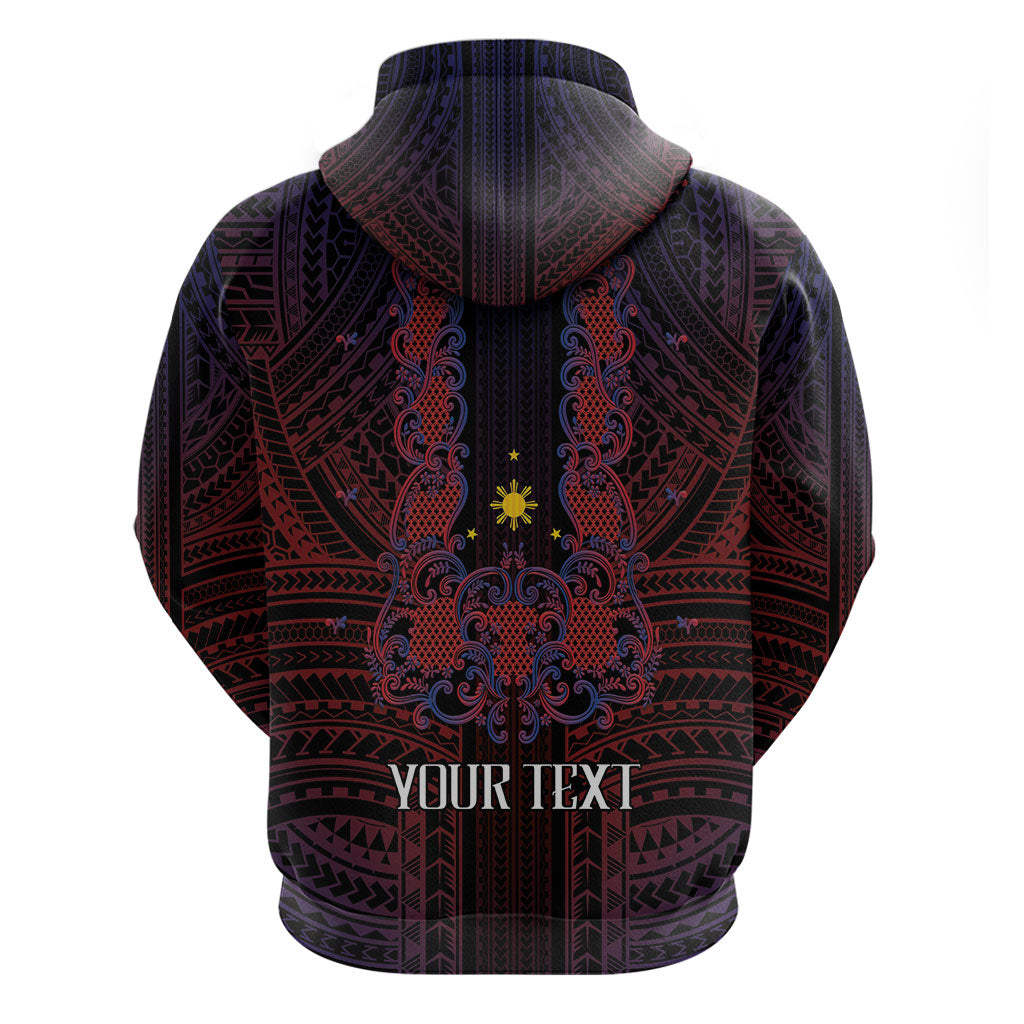 Filipino Barong Tagalog Inspired Personalised Zip Hoodie Mabuhay Philippines Festival Polynesian Pattern