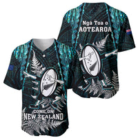 New Zealand Silver Fern Rugby Baseball Jersey Aotearoa All Black Dabbing Ball With Maori Paua Shell - Wonder Print Shop