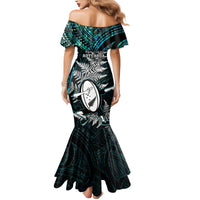 New Zealand Silver Fern Rugby Family Matching Mermaid Dress and Hawaiian Shirt Aotearoa All Black Dabbing Ball With Maori Paua Shell - Wonder Print Shop