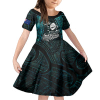 New Zealand Silver Fern Rugby Family Matching Off Shoulder Maxi Dress and Hawaiian Shirt Aotearoa All Black Dabbing Ball With Maori Paua Shell - Wonder Print Shop