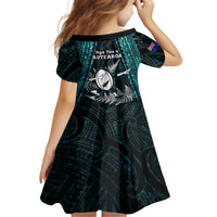 New Zealand Silver Fern Rugby Family Matching Off Shoulder Maxi Dress and Hawaiian Shirt Aotearoa All Black Dabbing Ball With Maori Paua Shell - Wonder Print Shop