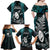 New Zealand Silver Fern Rugby Family Matching Off Shoulder Maxi Dress and Hawaiian Shirt Aotearoa All Black Dabbing Ball With Maori Paua Shell - Wonder Print Shop