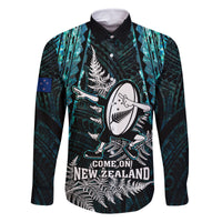 New Zealand Silver Fern Rugby Family Matching Off Shoulder Maxi Dress and Hawaiian Shirt Aotearoa All Black Dabbing Ball With Maori Paua Shell - Wonder Print Shop