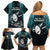 New Zealand Silver Fern Rugby Family Matching Off Shoulder Short Dress and Hawaiian Shirt Aotearoa All Black Dabbing Ball With Maori Paua Shell - Wonder Print Shop