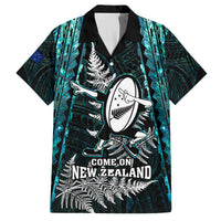 New Zealand Silver Fern Rugby Family Matching Off Shoulder Short Dress and Hawaiian Shirt Aotearoa All Black Dabbing Ball With Maori Paua Shell - Wonder Print Shop