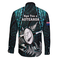 New Zealand Silver Fern Rugby Family Matching Off Shoulder Short Dress and Hawaiian Shirt Aotearoa All Black Dabbing Ball With Maori Paua Shell - Wonder Print Shop