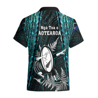 New Zealand Silver Fern Rugby Hawaiian Shirt Aotearoa All Black Dabbing Ball With Maori Paua Shell - Wonder Print Shop